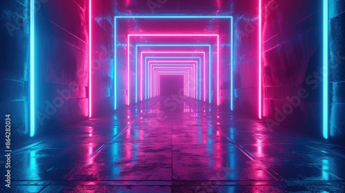 Electric Dreams: Futuristic Neon Light Tunnel