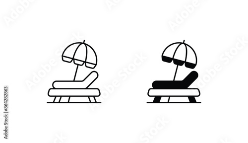 Sunbed icon design with white background stock illustration