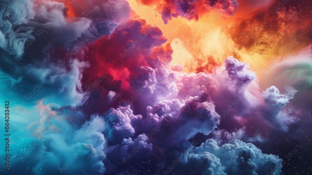 Fototapeta premium Abstract Cosmic Cloudscape in Vibrant Hues