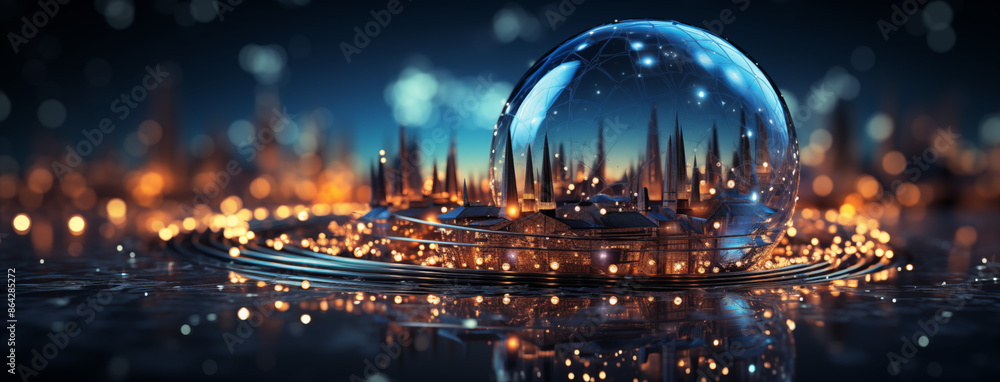 Fototapeta premium Futuristic Technology Sphere with Data Streams