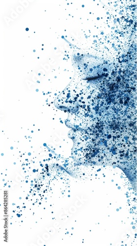 Wallpaper Mural An image of a face made of blue dots, an asactic image of a face. Torontodigital.ca