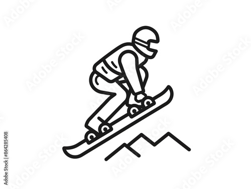 Outline icon of extreme sport isolated on a white background. It is a simple and minimalist concept.