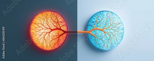 Comparison of a healthy retina and one with diabetic retinopathy photo