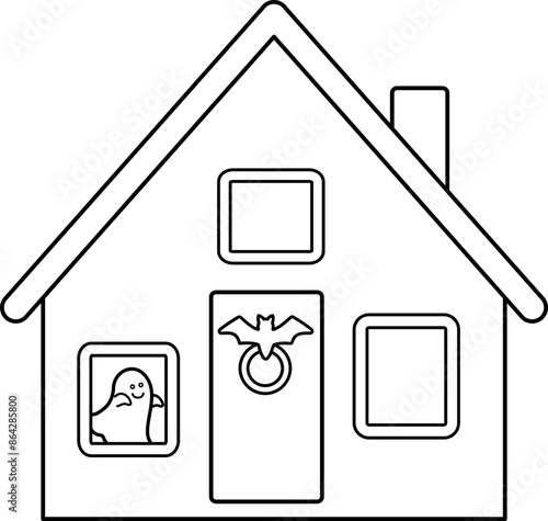 Halloween haunted house outline