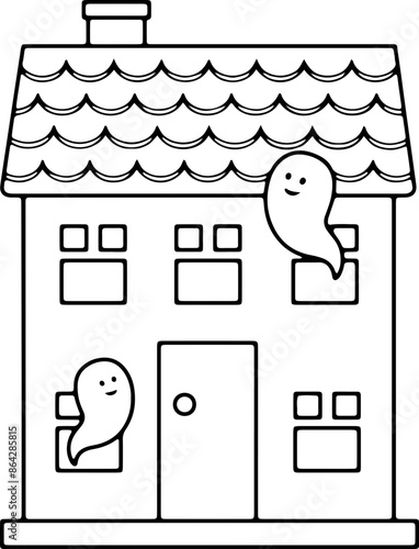 Halloween haunted house outline