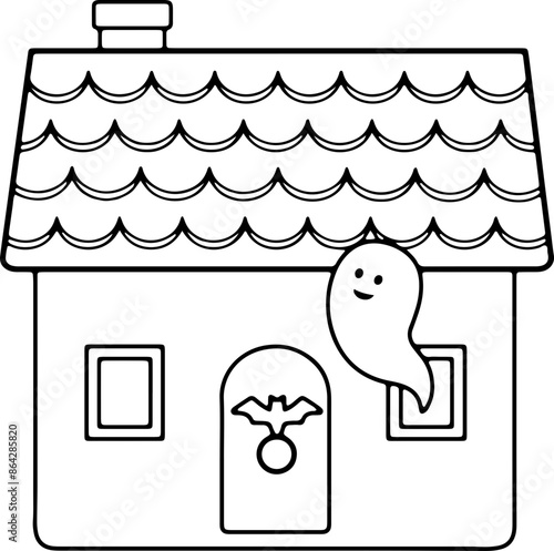 Halloween haunted house outline