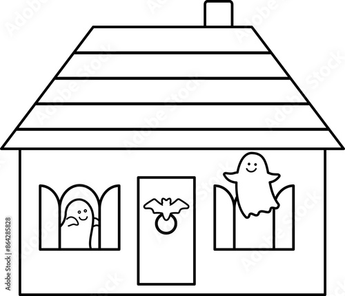 Halloween haunted house outline