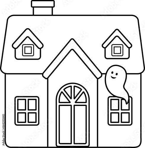 Halloween haunted house outline