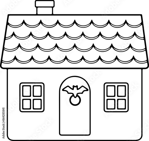 Halloween haunted house outline