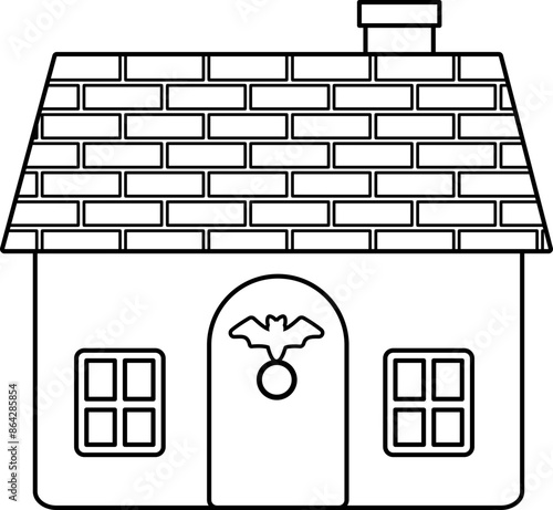 Halloween haunted house outline