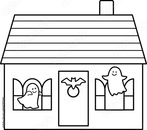 Halloween haunted house outline