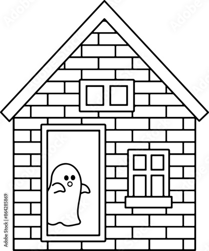 Halloween haunted house outline