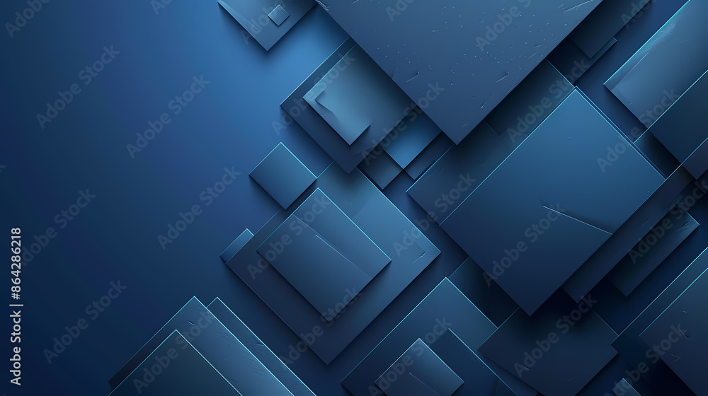 Abstract geometric background with overlapping blue squares and rectangles creating a layered 3D effect. Abstract geometric background with overlapping blue squares and rectangles creating a layered 3D effect.
