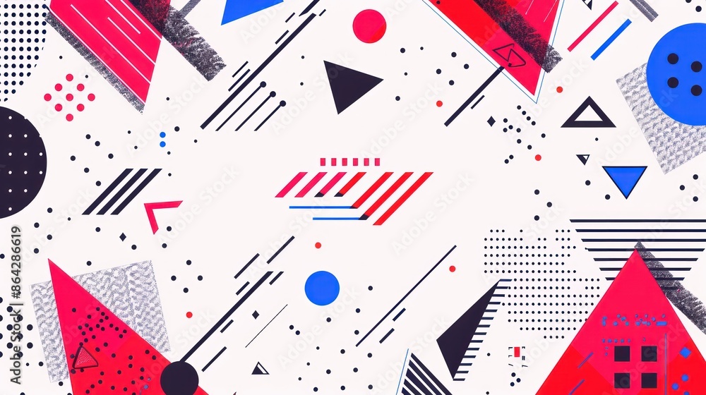 Abstract Geometric Background in Red, Blue and Black Abstract Geometric Background in Red, Blue and Black