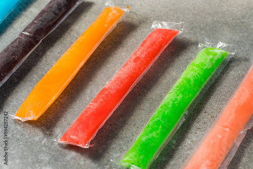 Colorful Sweet Frozen Freezer Pop Popsicles photo