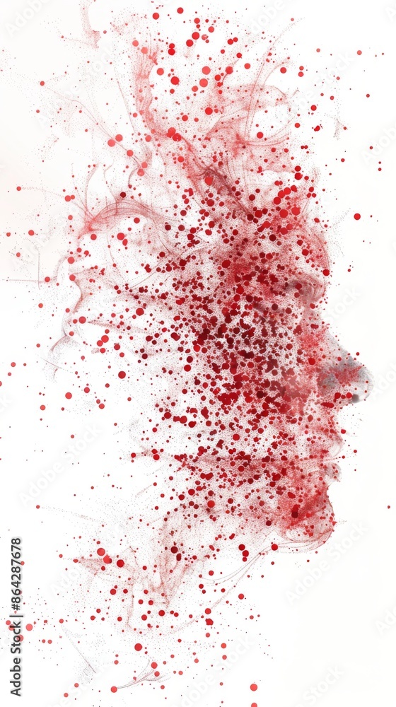 Drops of blood stains on white fabric. blood splatters on clothes. red dripping blood spatters Drops of blood stains on white fabric. blood splatters on clothes. red dripping blood spatters