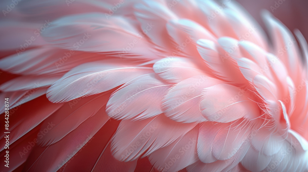 A close up of pink flamingo feathers. A close up of pink flamingo feathers.