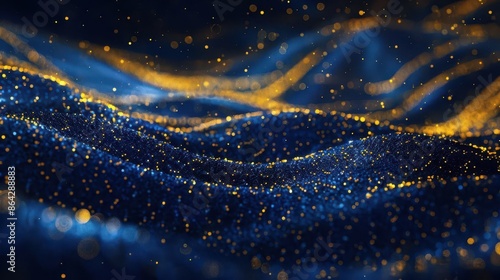 celestial gold dark blue and gold particle abstract for luxurious christmas designs elegant holiday background illustration © Bijac