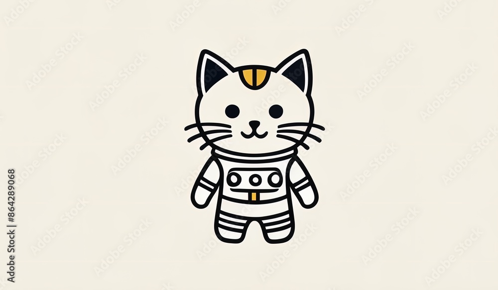 Obraz premium logo vector illustration astronaut cat