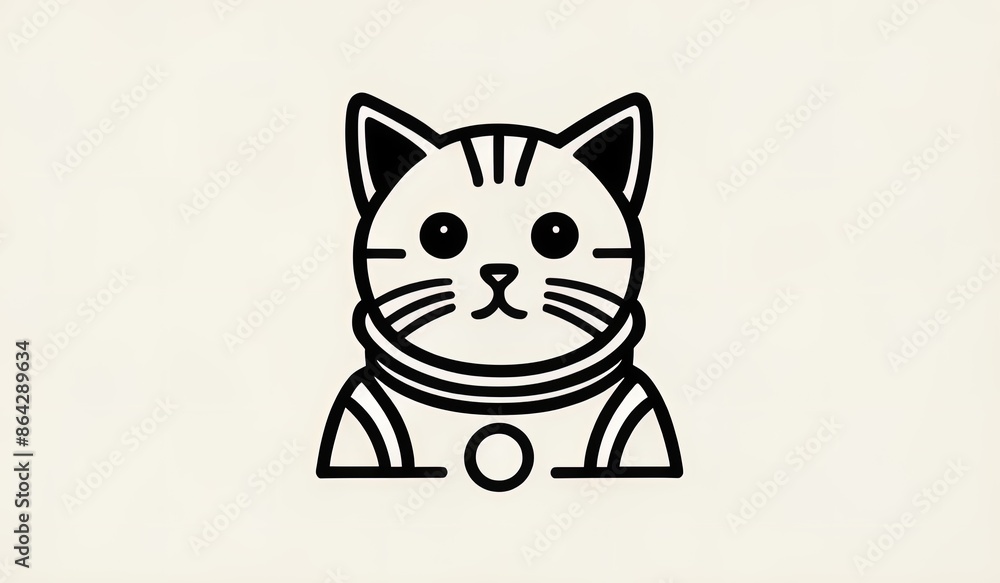 Obraz premium logo vector illustration astronaut cat