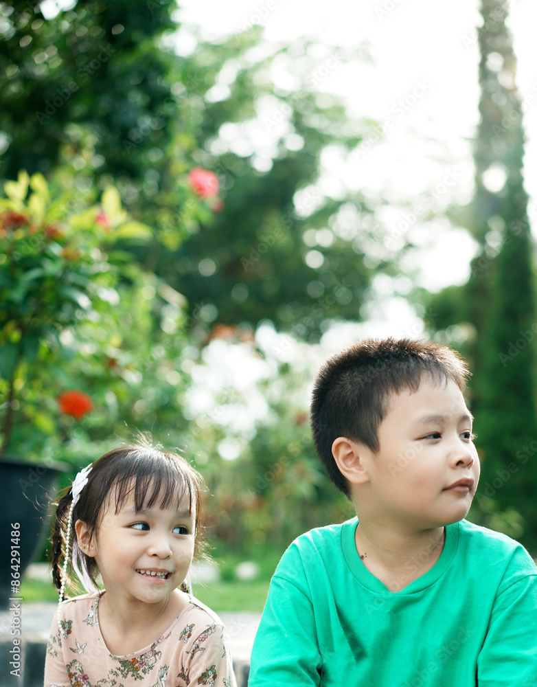 Happy family kid dream holiday concept. Children having fun in the park. Happy family kid dream holiday concept. Children having fun in the park.