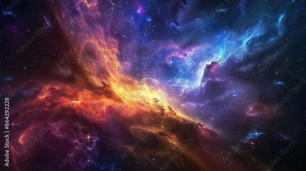 Obraz premium cosmic wonder vibrant space nebula with swirling galaxy and starry expanse astronomical art