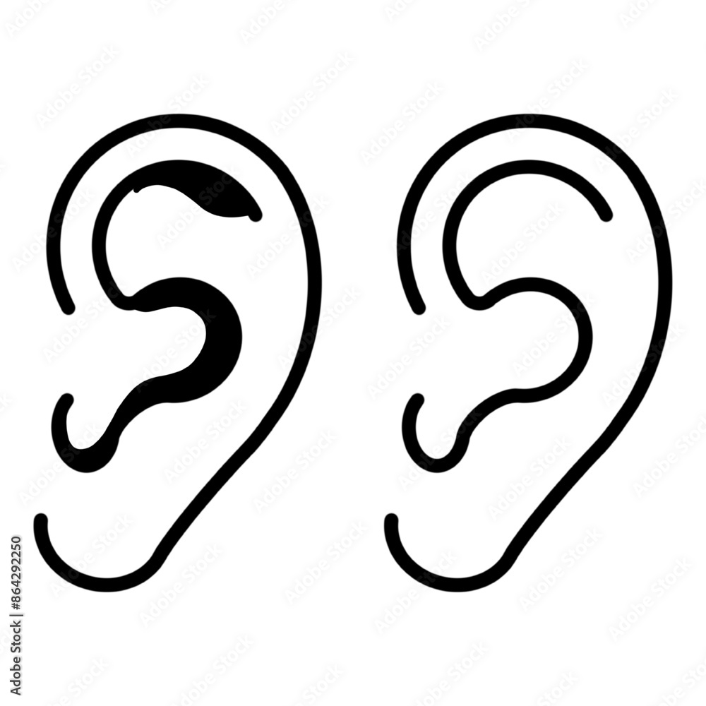 Ear vector icon, hearing symbol. Simple, flat design for web or mobile app Ear vector icon, hearing symbol. Simple, flat design for web or mobile app