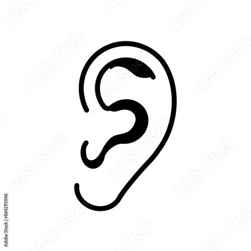 Ear vector icon, hearing symbol. Simple, flat design for web or mobile app