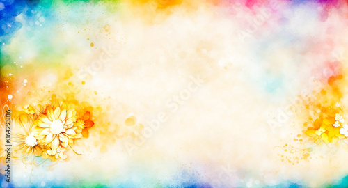 Abstract Watercolor Background with Flowers © Rysak