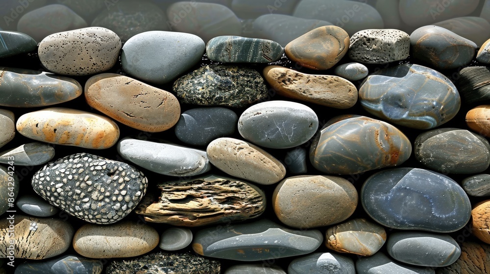 Clean background with a minimalist mockup of smooth pebbles neatly aligned in a row Clean background with a minimalist mockup of smooth pebbles neatly aligned in a row