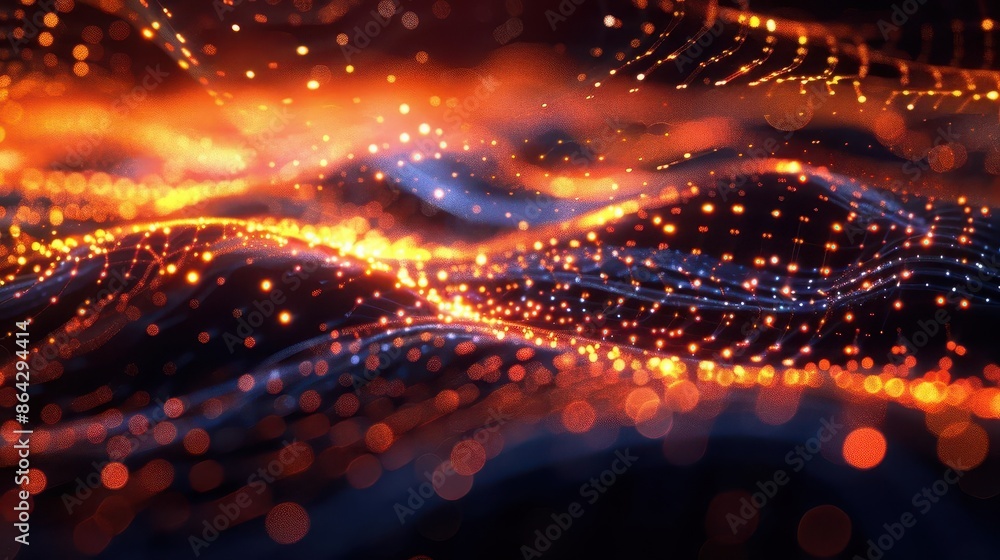 Obraz premium digital network visualization abstract 3d background representing technological processes and data flows 3d rendering