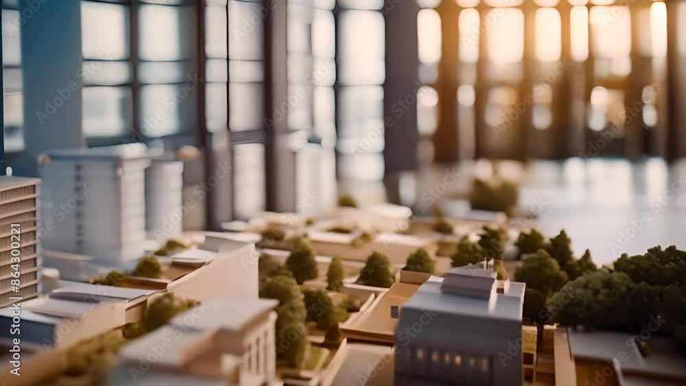 Modern Cityscape Model With Illuminated Buildings Generative AI Modern Cityscape Model With Illuminated Buildings Generative AI