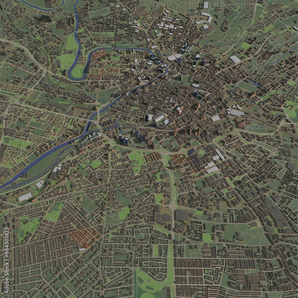 Fototapeta premium 3D illustration of city and urban in Manchester England