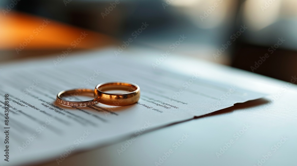 Prenuptial agreement document on a table Prenuptial agreement document on a table
