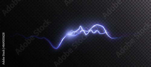 Abstract vector blue lightning on a black background. Blitz Lightning Thunder Light Sparks Storm Flash Thunderstorm. Strength Energy charge Thunder. Vector