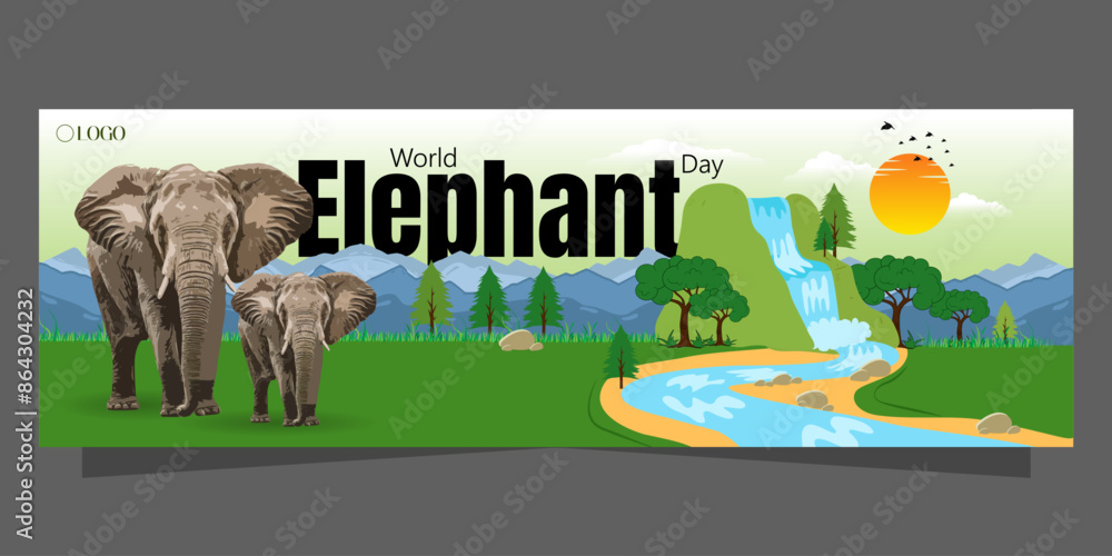 Fototapeta premium Elephant Day celebrated on August 12th, raises awareness about the urgent need to protect elephants