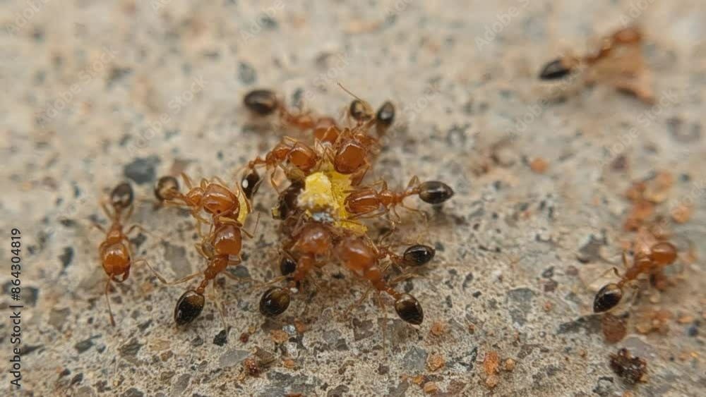 Ants Feeding on Their Meal in Natural Habitat Ants Feeding on Their Meal in Natural Habitat