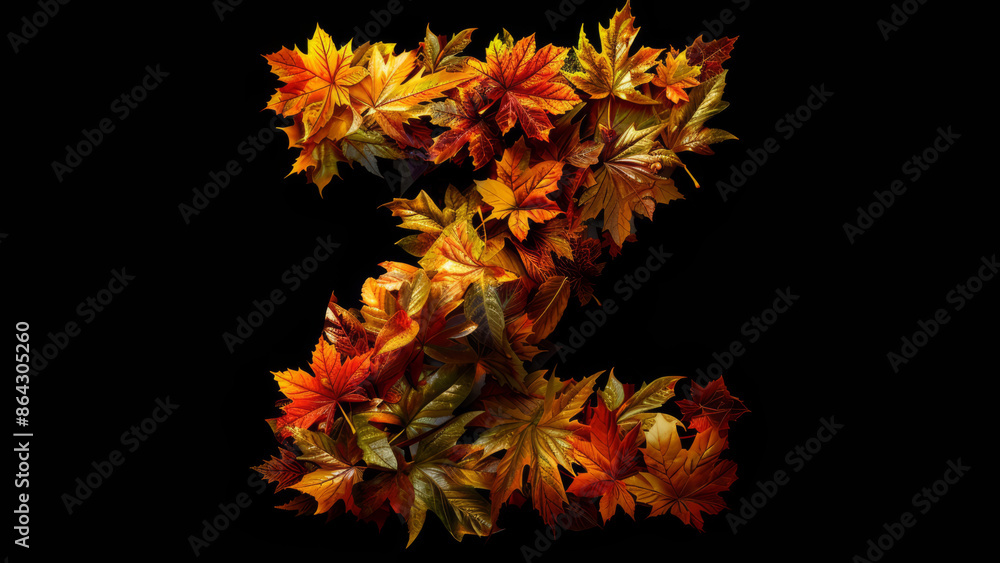 Autumn leaves forming the letter Z Autumn leaves forming the letter Z