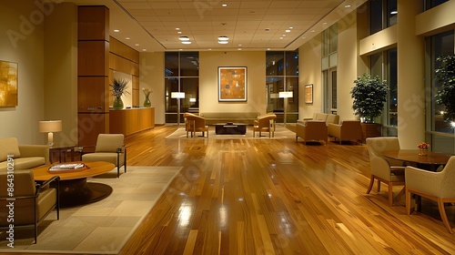 Boardroom with horizontal wood accents, earthy palette, and prairiestyle furniture photo