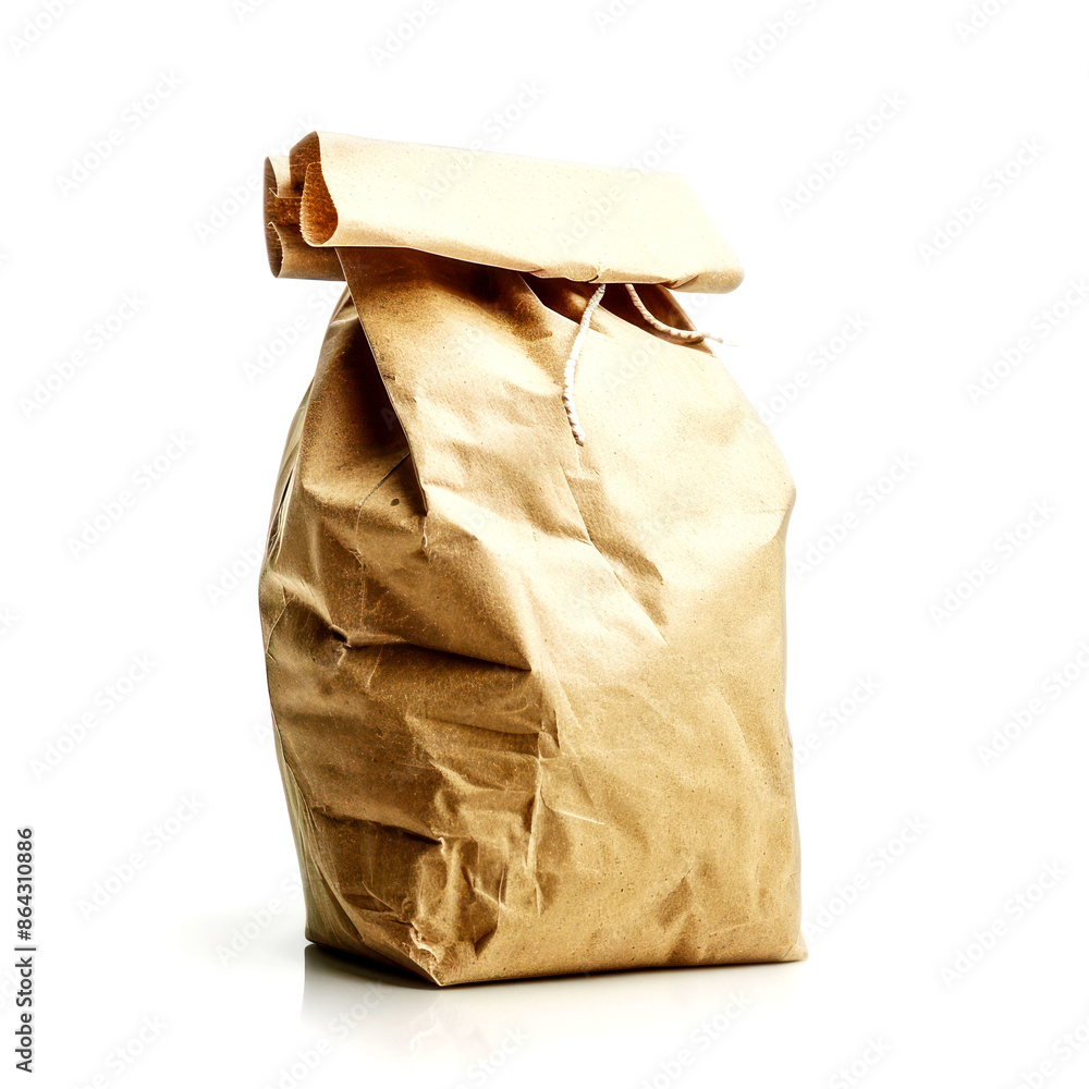 Crumpled brown paper bag with folded top Crumpled brown paper bag with folded top