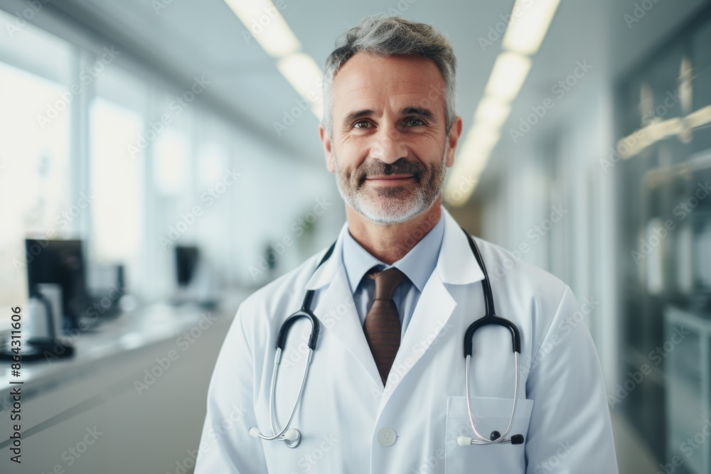 Portrait of a middle aged male doctor in hospital Portrait of a middle aged male doctor in hospital