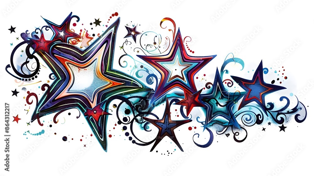 Captivating Abstract Star Patterns for Sticker and Shirt Designs on White Background Captivating Abstract Star Patterns for Sticker and Shirt Designs on White Background