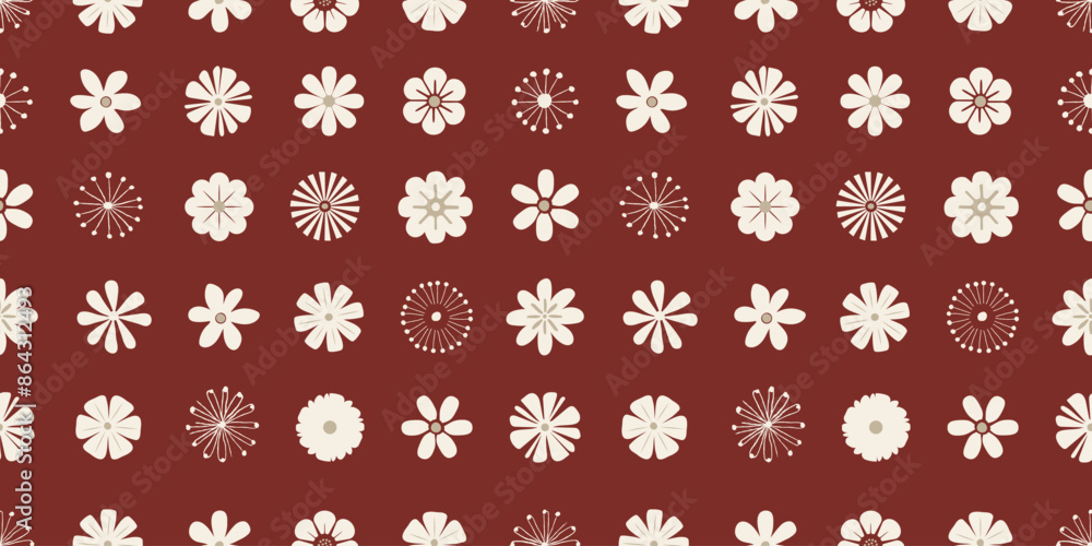 Floral illustration background. Seamless pattern.Vector. 花のイラストパターン Floral illustration background. Seamless pattern.Vector. 花のイラストパターン