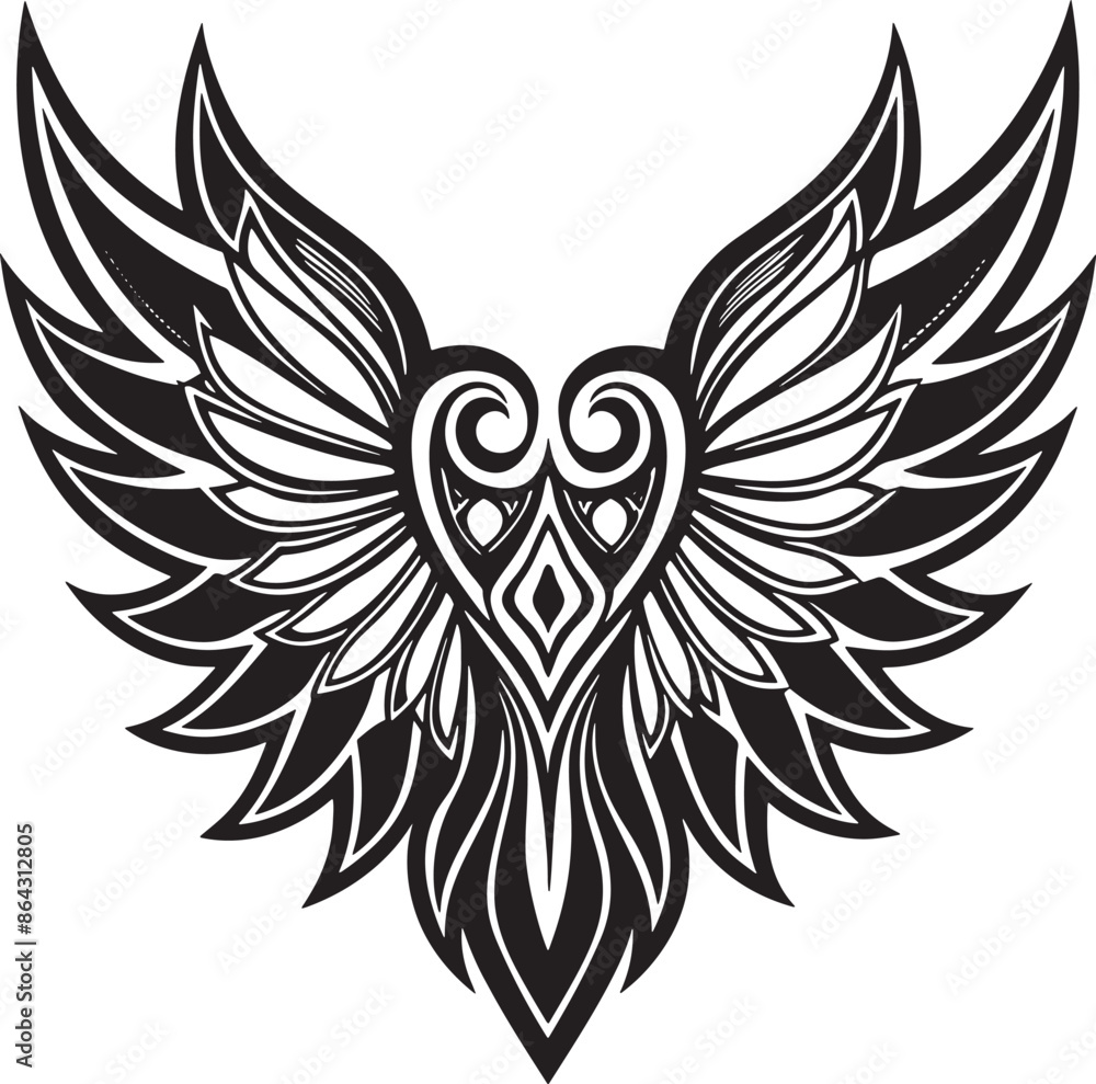 wings tattoo illustration black and white wings tattoo illustration black and white