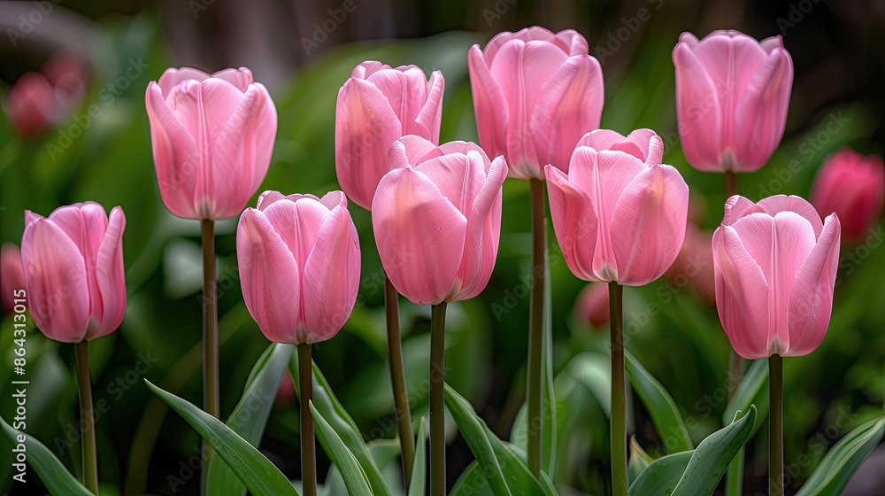 close up of pink tulips HD 8K wallpaper Stock Photographic Image  