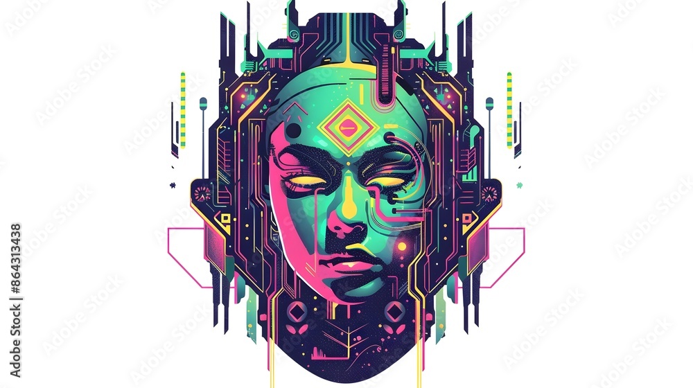 Obraz premium Futuristic Sticker Designs for Trendy Apparel and Branding