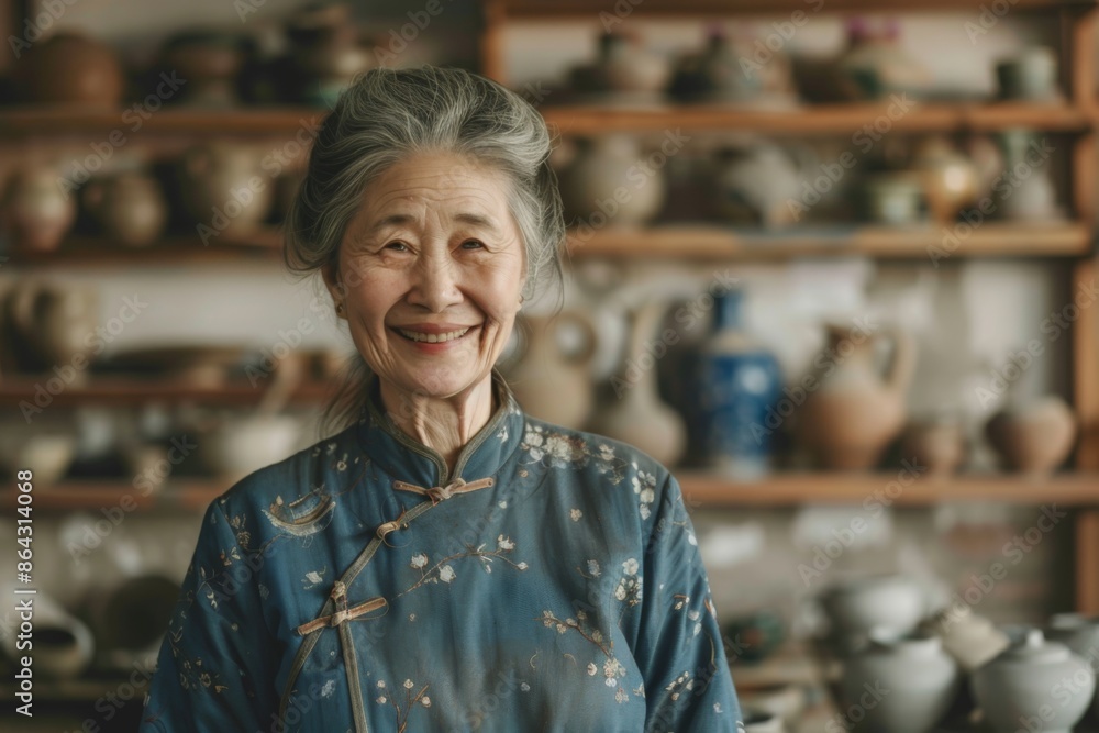 Portrait of a senior woman in pottery store Portrait of a senior woman in pottery store