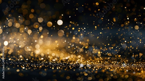 Gold Glitter Isolated. Shiny Particles Falling in Abstract Background