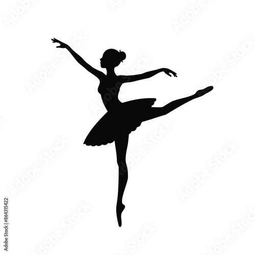 Woman ballerina dancer vector silhouette isolated on white background