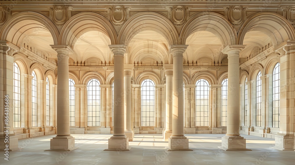 Corporate office with fusion of Romanesque columns and modern minimalist decor Corporate office with fusion of Romanesque columns and modern minimalist decor